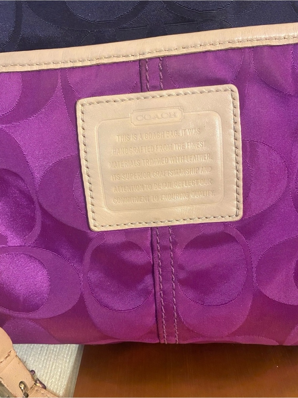 Coach Purple Crossbody with Pale Pink Trim and Yellow Accents EUC - Picture 2 of 10